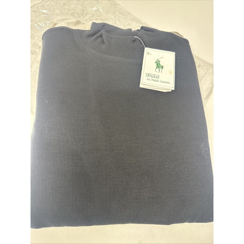 Polo Ralph Lauren Long Sleeve Mock Shirt Turtleneck Black Men's 90s 2XL NEW vgt - Picture 3 of 8